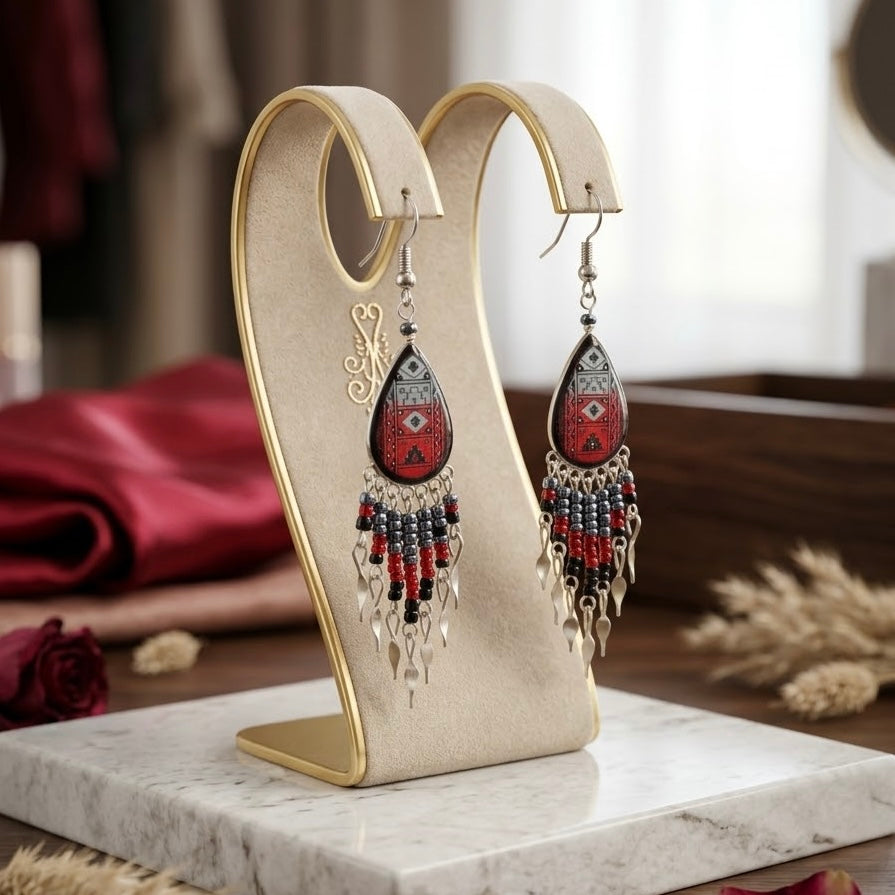 Small Sized Southwestern Red Teardrop Earrings-2