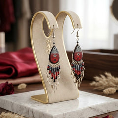 Small Sized Southwestern Red Teardrop Earrings-2