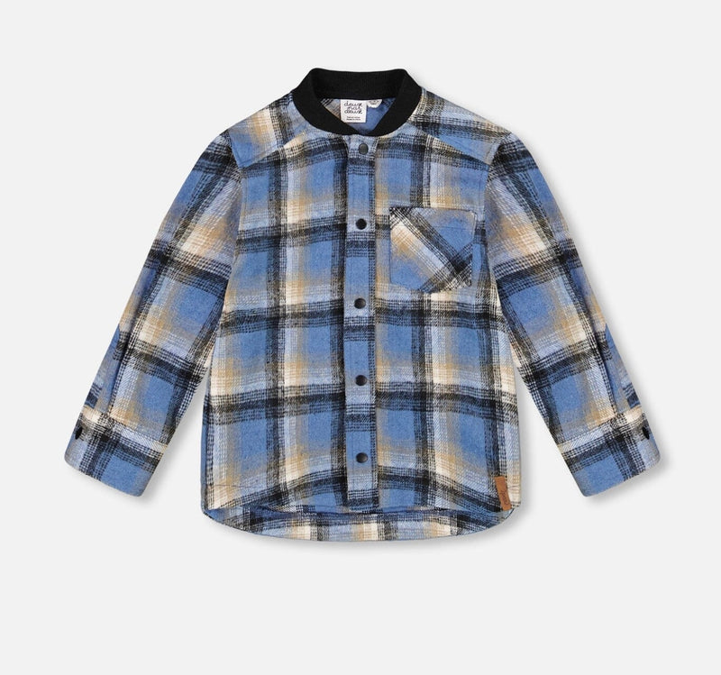 Brushed Plaid Shirt | Black & Blue | Deux Par Deux-1