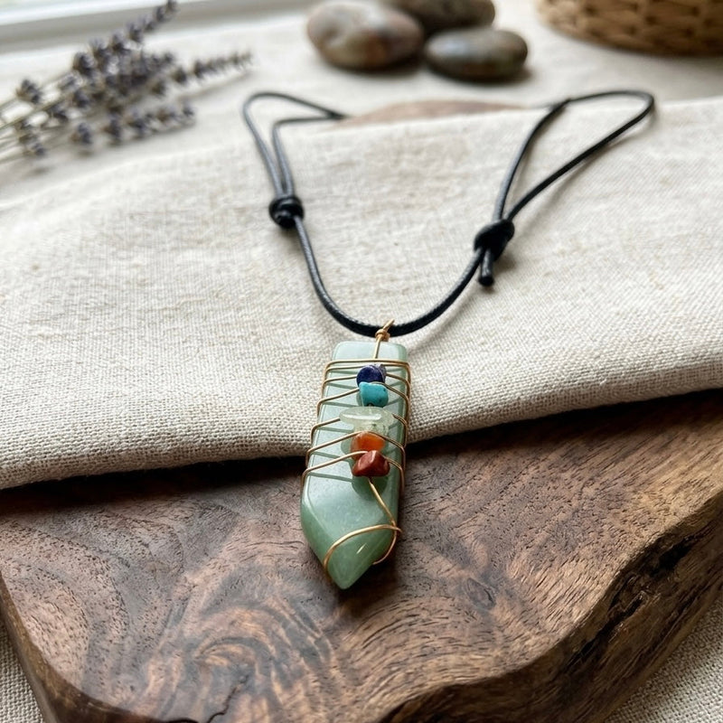 Natural Sword Chakra Unisex Aqua Marin Pendant-1