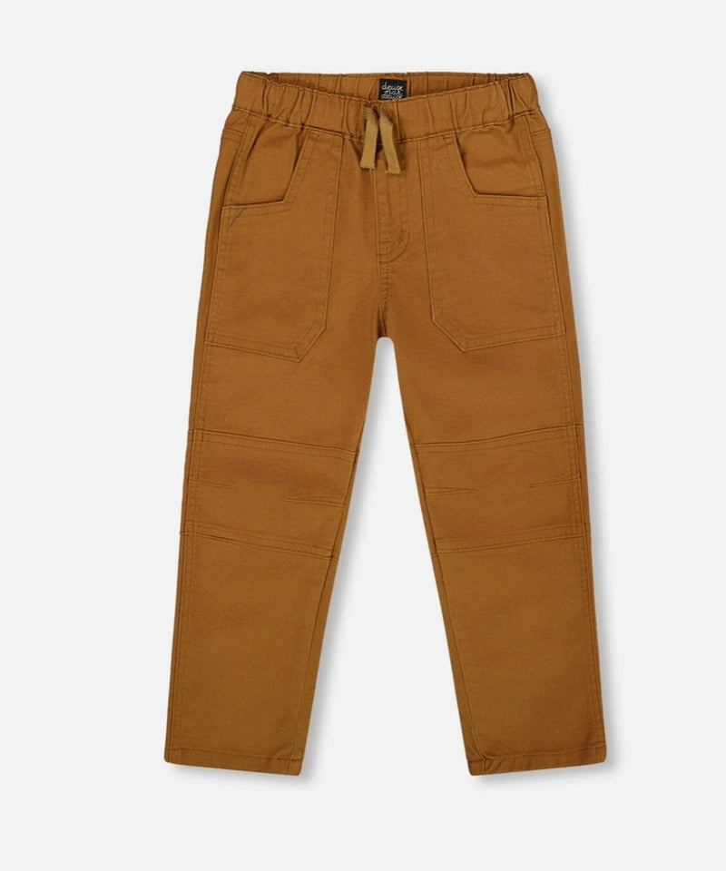 Twill Jogger Pants With Patch Pockets | Brown | Deux Par Deux-1