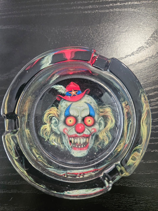Round Glass Ashtray Clown # 1