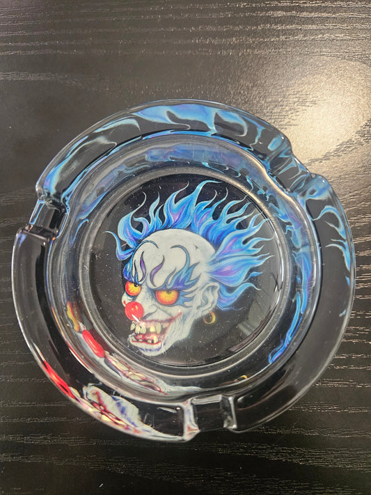 Round Glass Ashtray Clown # 2