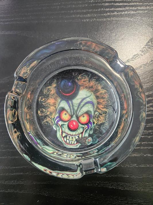 Round Glass Ashtray Clown # 6