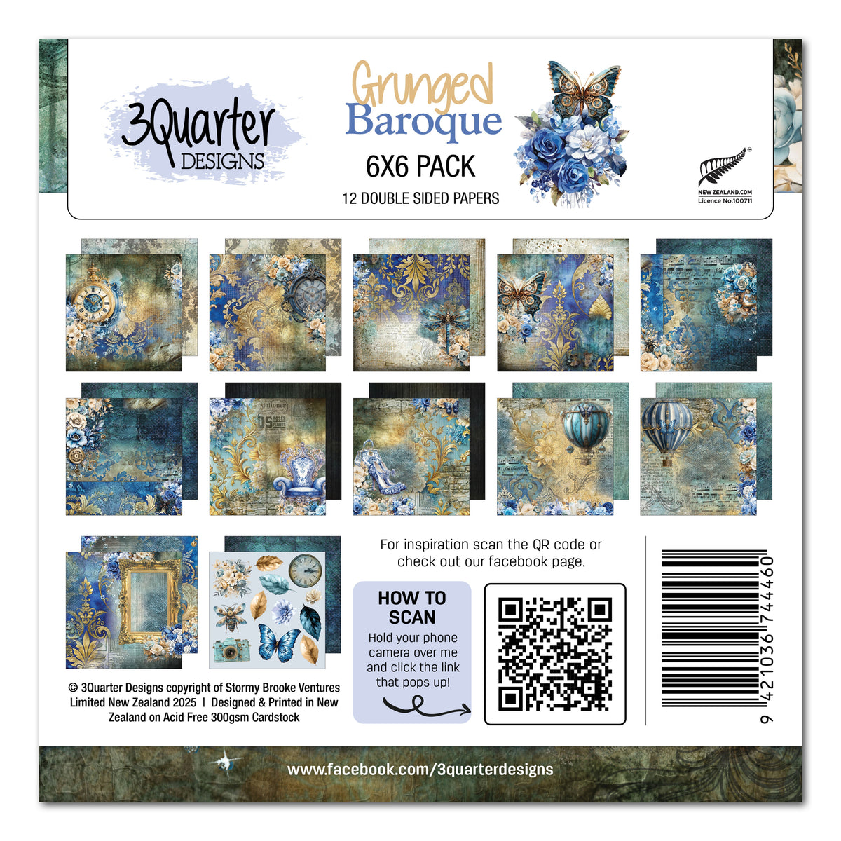 Pack de papier Grunged Baroque 6x6 par 3Quarter Designs-1