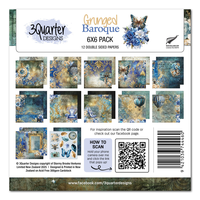 Pack de papier Grunged Baroque 6x6 par 3Quarter Designs-1