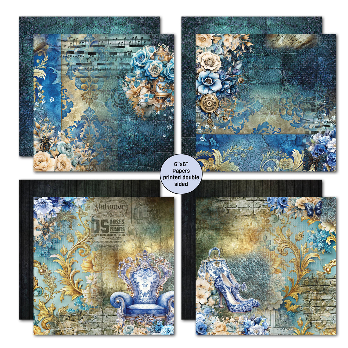Pack de papier Grunged Baroque 6x6 par 3Quarter Designs-3