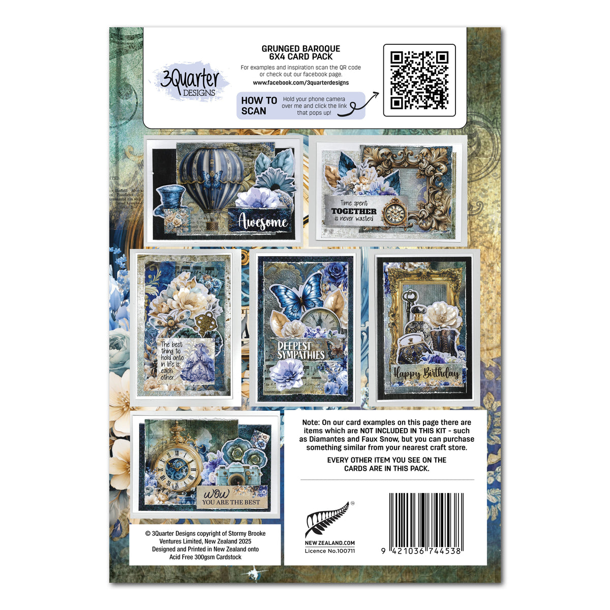 Lot de cartes 6x4 Grunged Baroque de 3Quarter Designs-2