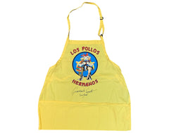 Delantal de Los Pollos Hermanos de Breaking Bad autografiado por Giancarlo Esposito con la inscripción "Gus Fring"-1