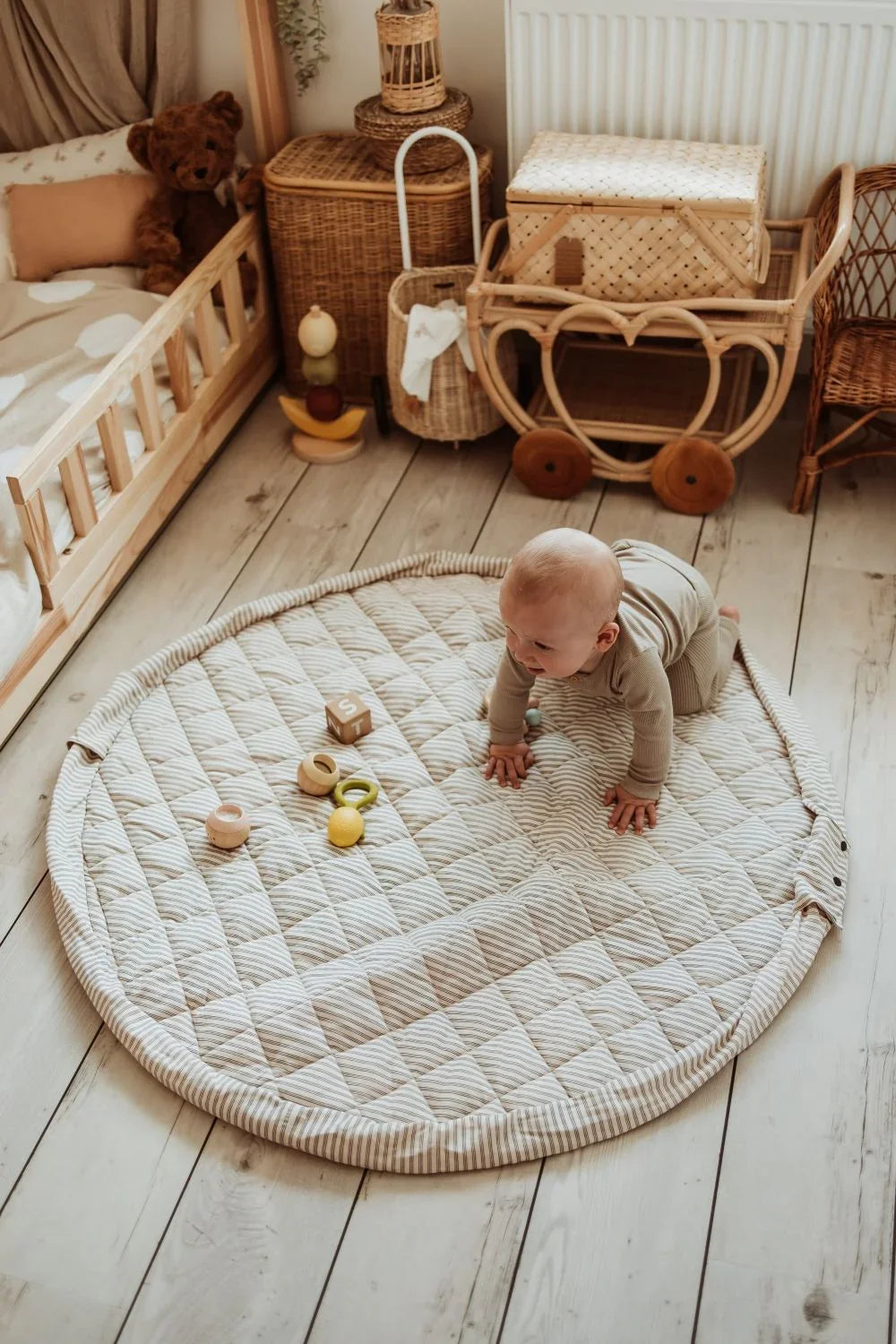 Organic Soft Babymat & Bag | Blue Stripes | play&go-4