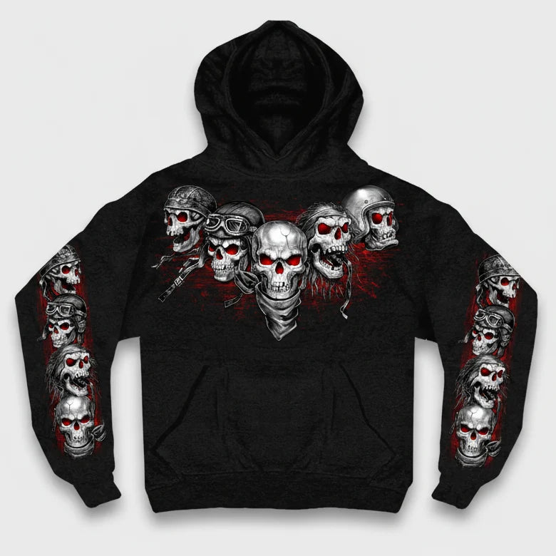 Men's Five Skull Zip Up Hoodie-4