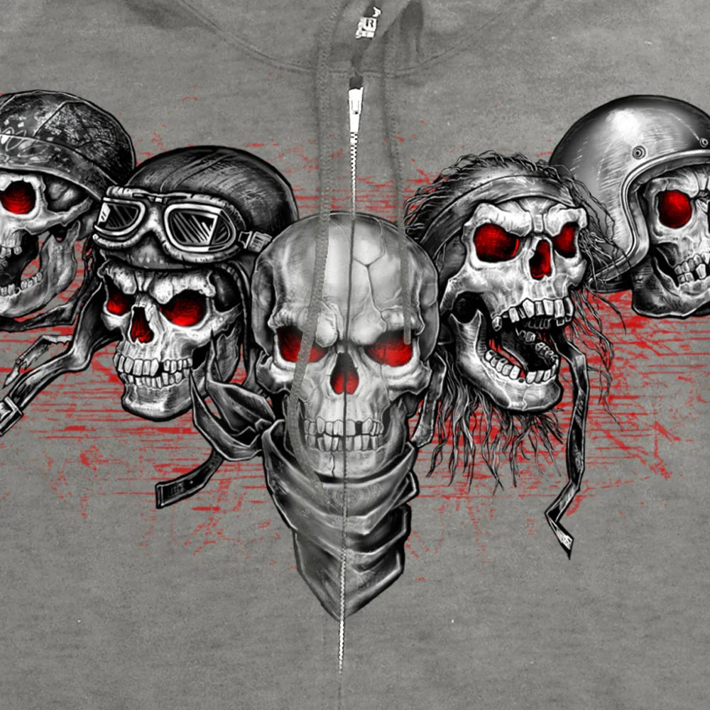Men's Five Skull Zip Up Hoodie-2