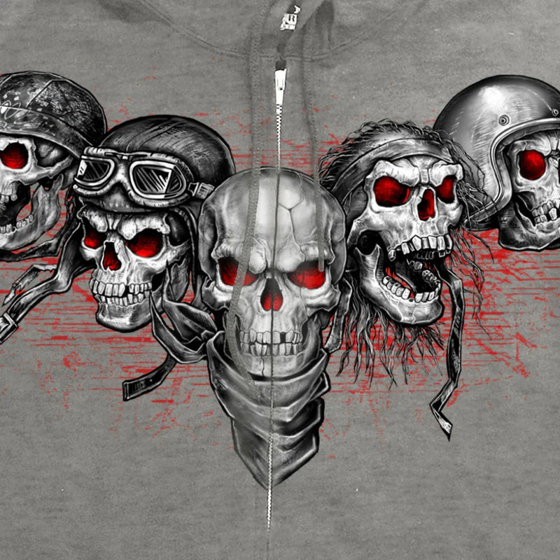 Men's Five Skull Zip Up Hoodie-2
