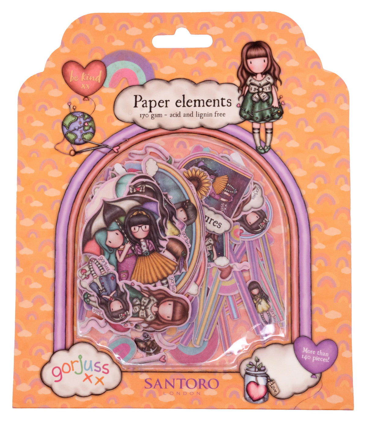 SAN Paper Elements Gorjuss - Be Kind Découpes Embellissements 166x198x14mm 148 PC nr.08-1