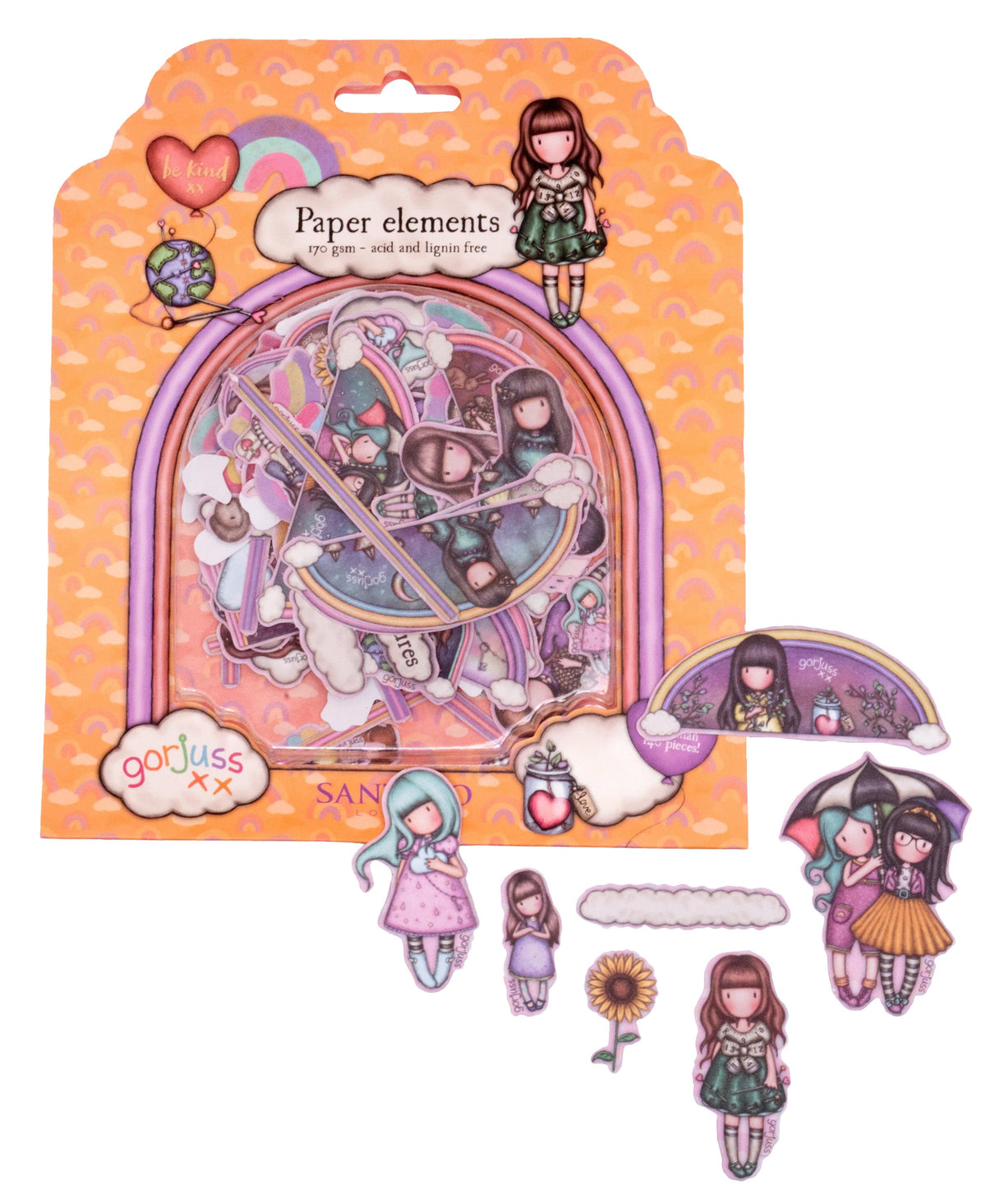 SAN Paper Elements Gorjuss - Be Kind Découpes Embellissements 166x198x14mm 148 PC nr.08-2