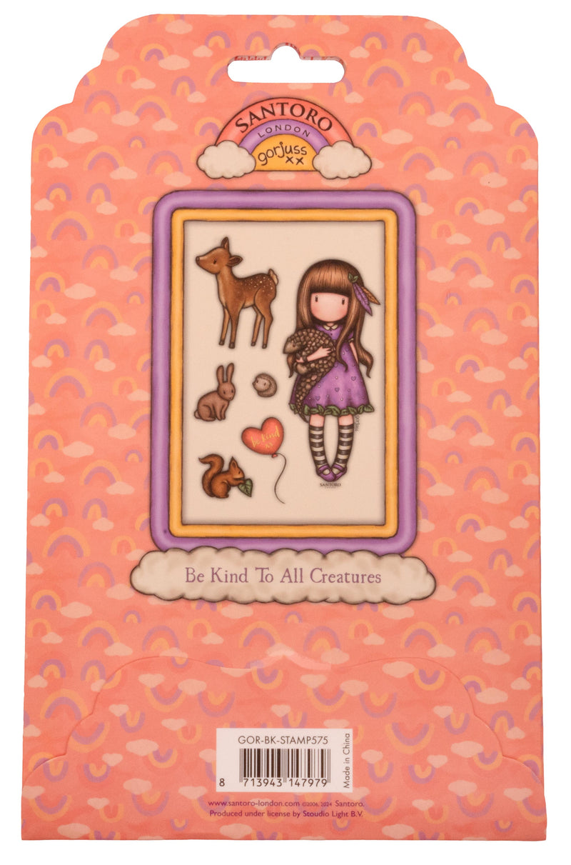 Sello de caucho SAN Gorjuss - Be Kind Be Kind To All Creatures 120x170x5mm 6 pzs n.º 575-3
