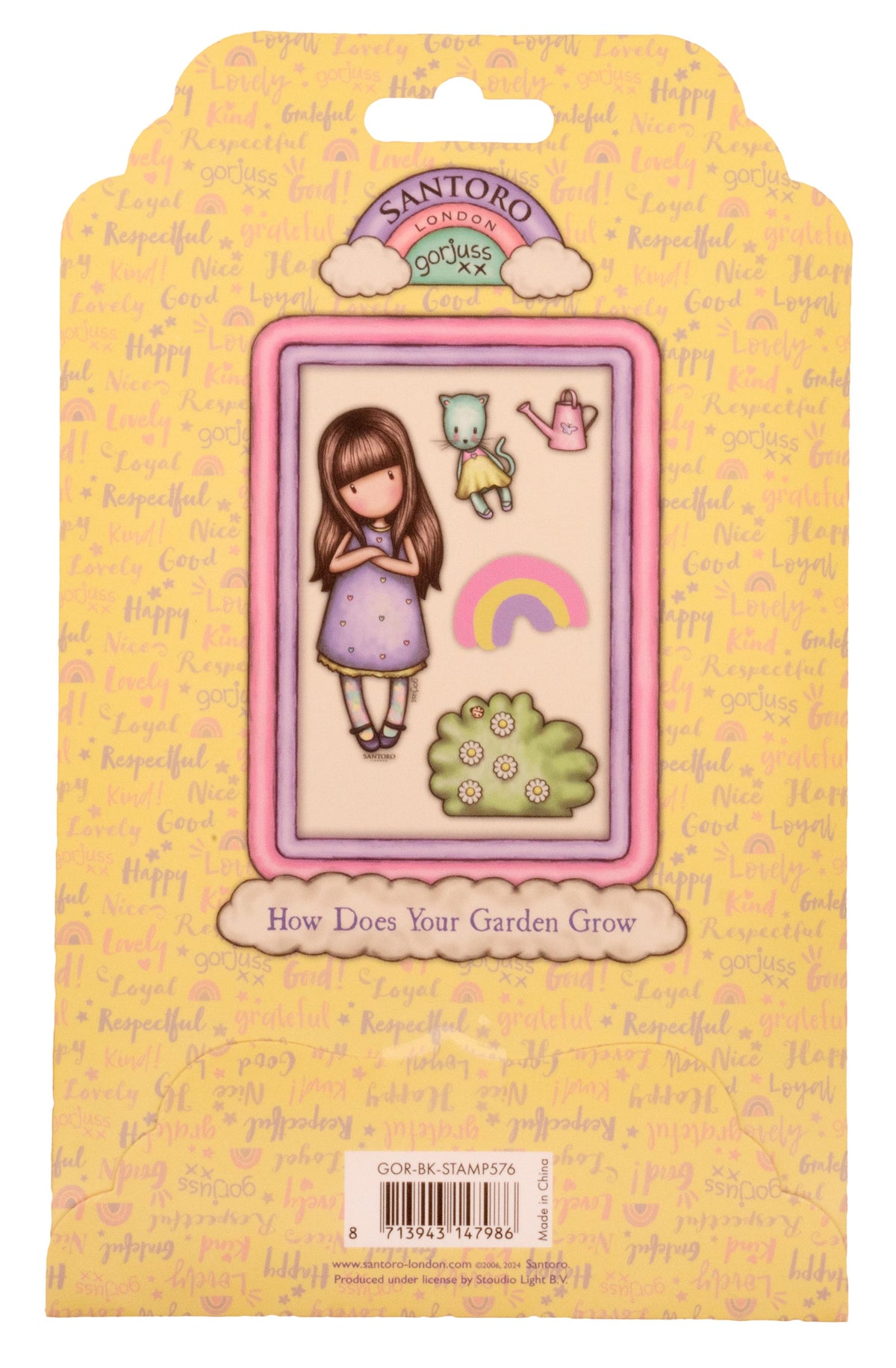 SAN Tampon adhésif Gorjuss - Be Kind How Does Your Garden Grow 120x170x5mm 7 pièces réf. 576-3