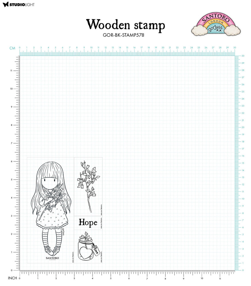 SAN Tampon en caoutchouc Gorjuss - Be Kind Hope 105x148x15mm 4 pièces n°578-3
