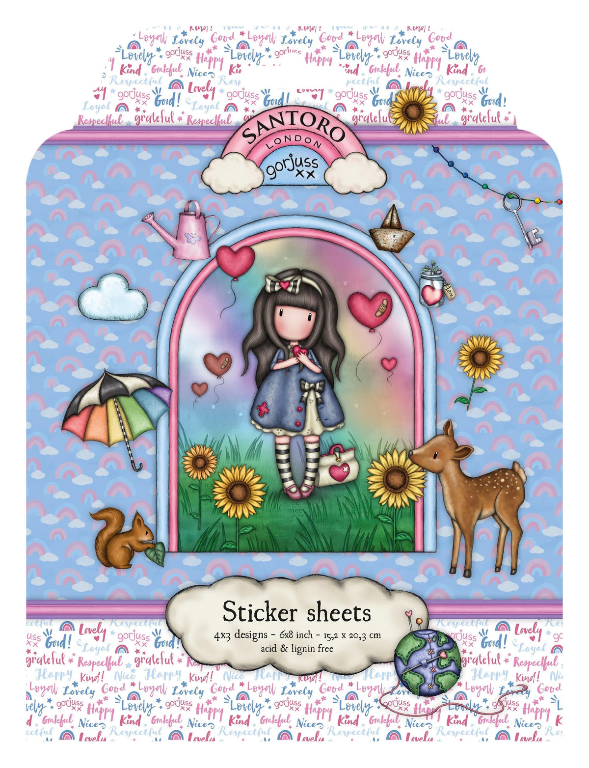 Pegatinas Gorjuss SAN - Be Kind 4x3 diseños 152x203x3mm 12 Hojas n.º 16