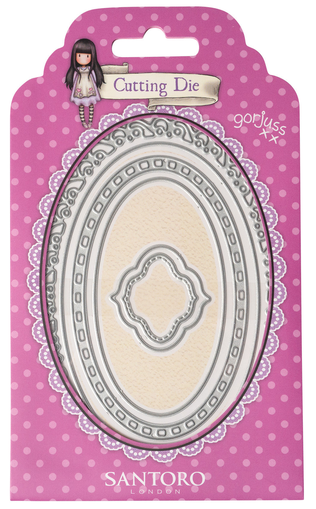 GOR Cutting Die Oval Frames & Label Gorjuss 88x129x1mm 6 PC nr.474-1
