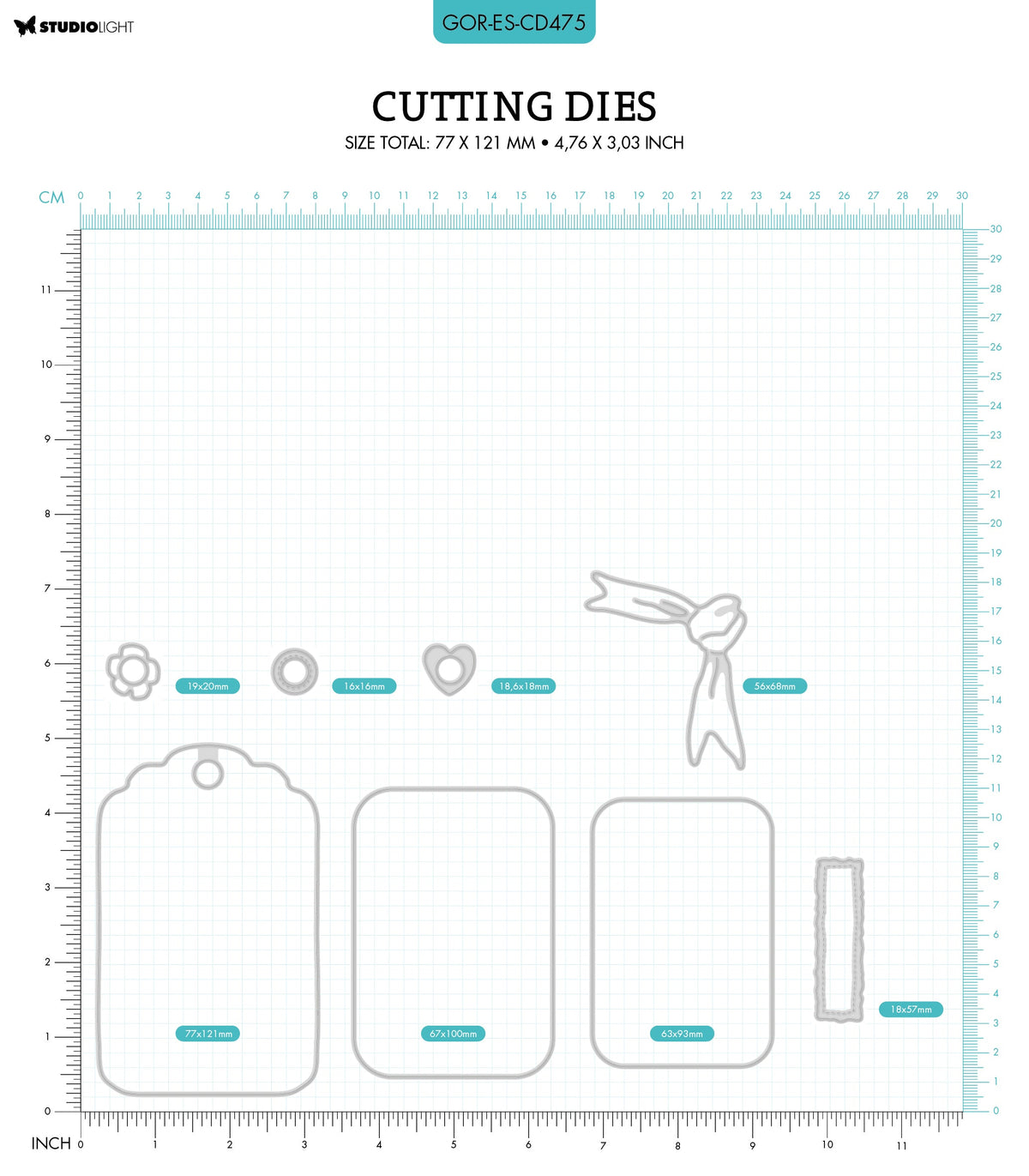 GOR Cutting Die Gift Tag Gorjuss 77x121x1mm 8 PC nr.475-2