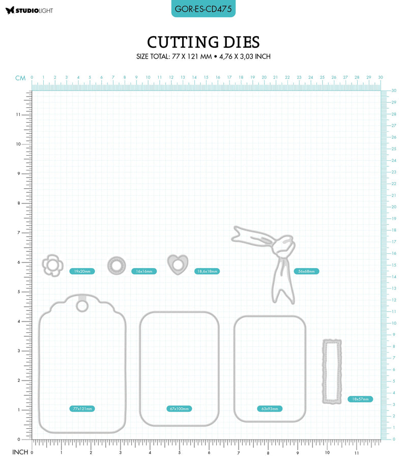 GOR Cutting Die Gift Tag Gorjuss 77x121x1mm 8 PC nr.475-2