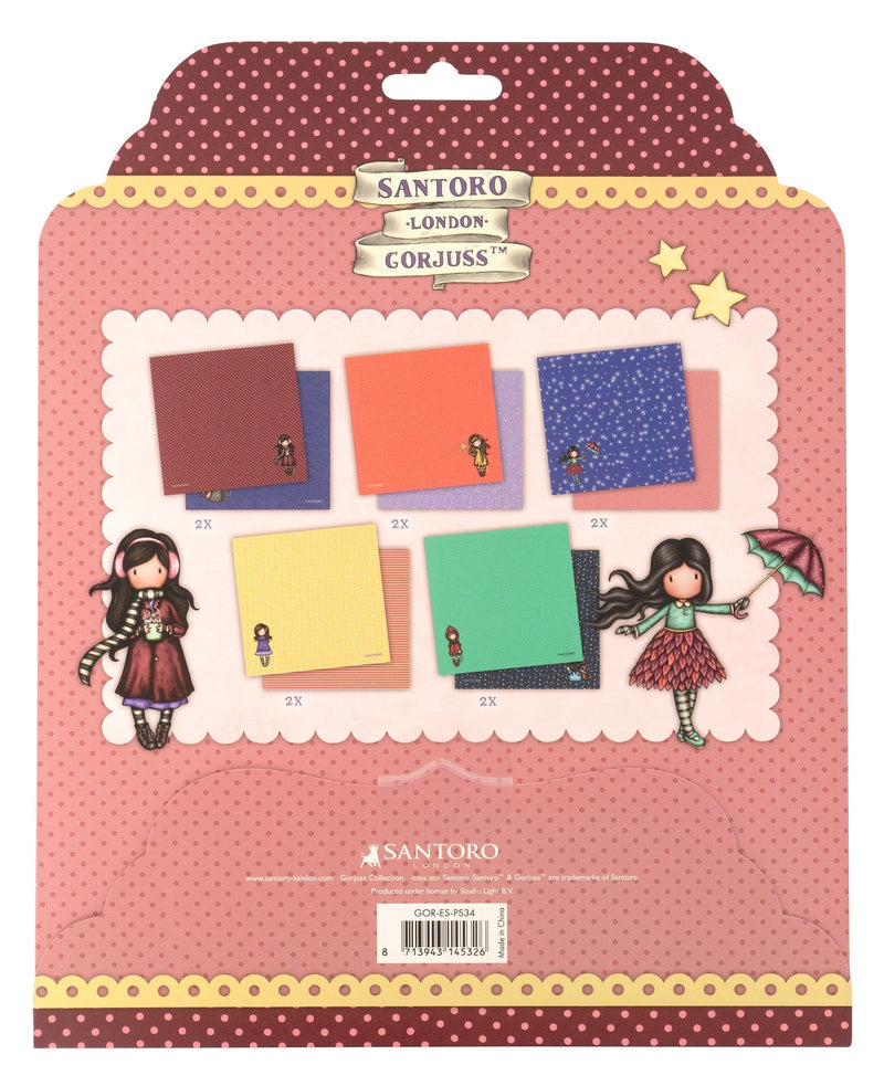 Lot de papiers SAN 5x2 motifs recto verso Gorjuss Essentials 203x203x3mm 10 feuilles n°34-3