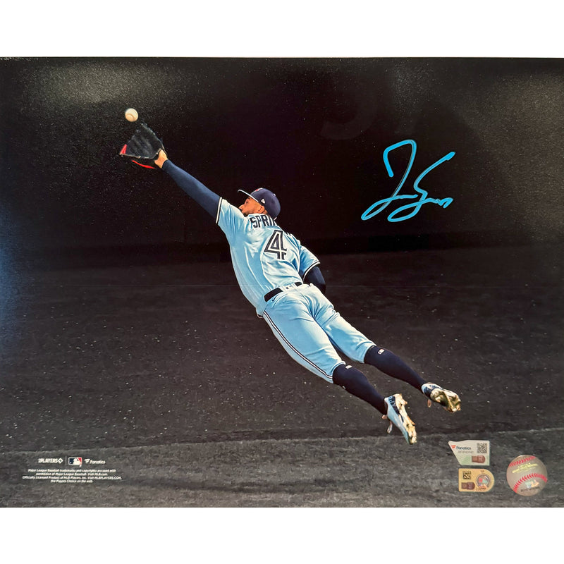 George Springer Autographed Toronto Blue Jays Spotlight Diving Catch 11x14 Photo-1