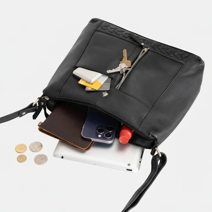 Greenwood Leather Elegant Crossbody Bag. Full-Grain Leather Shoulder Bag-10