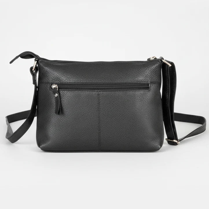 Greenwood Leather Multi-Pocket Crossbody Bag. Premium Pebbled Leather Handbag-13
