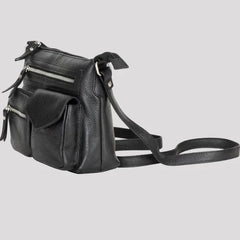 Greenwood Leather Multi-Pocket Crossbody Bag. Premium Pebbled Leather Handbag-14