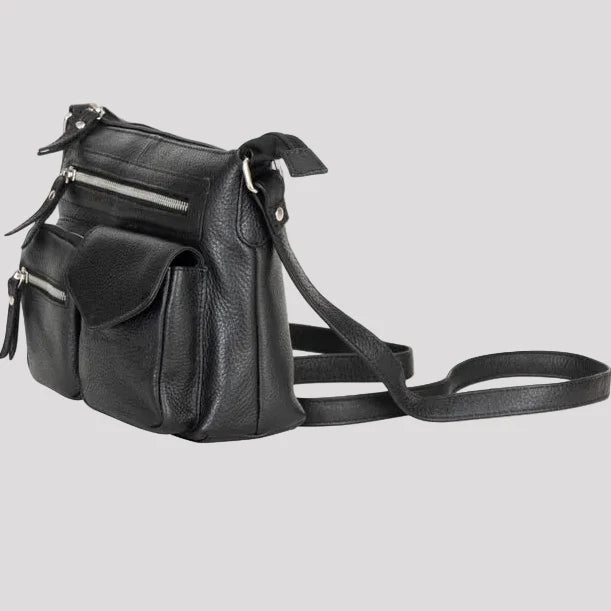 Greenwood Leather Multi-Pocket Crossbody Bag. Premium Pebbled Leather Handbag-14