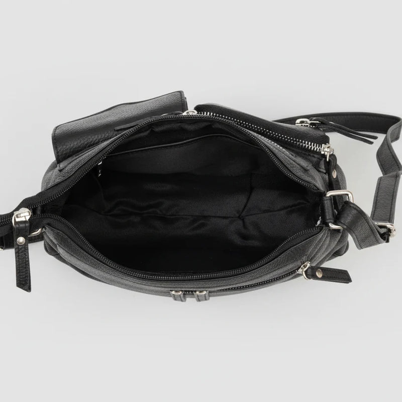 Greenwood Leather Multi-Pocket Crossbody Bag. Premium Pebbled Leather Handbag-16