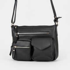 Greenwood Leather Multi-Pocket Crossbody Bag. Premium Pebbled Leather Handbag-12