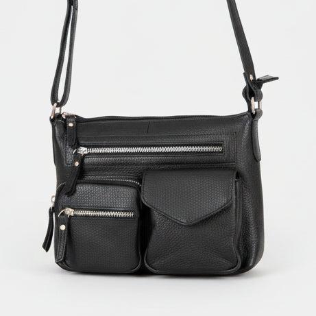 Greenwood Leather Multi-Pocket Crossbody Bag. Premium Pebbled Leather Handbag-12