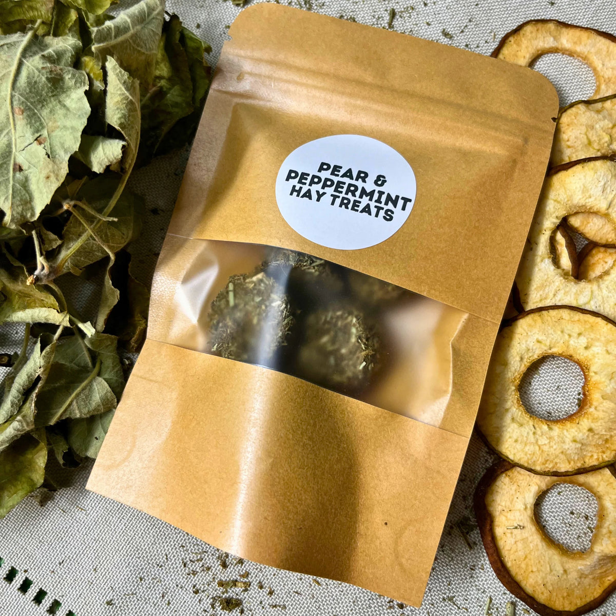 Peppermint Pear Hay Bites for Rabbits-2