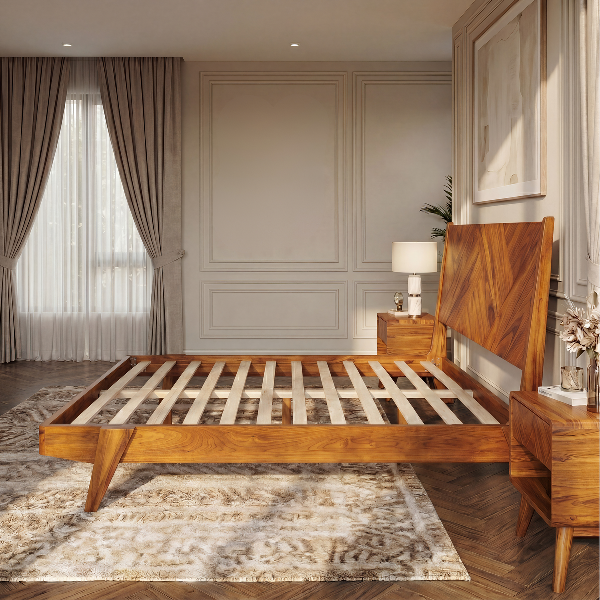 Estructura de cama de madera maciza Gazelle-12