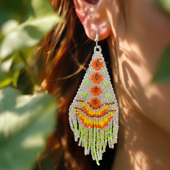 Silver Flame Blossom Drop Earrings-1