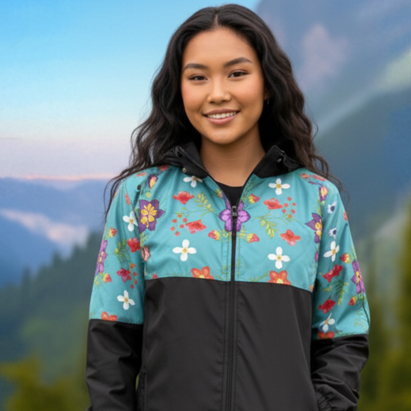 Turquoise Bloom Windbreaker-8