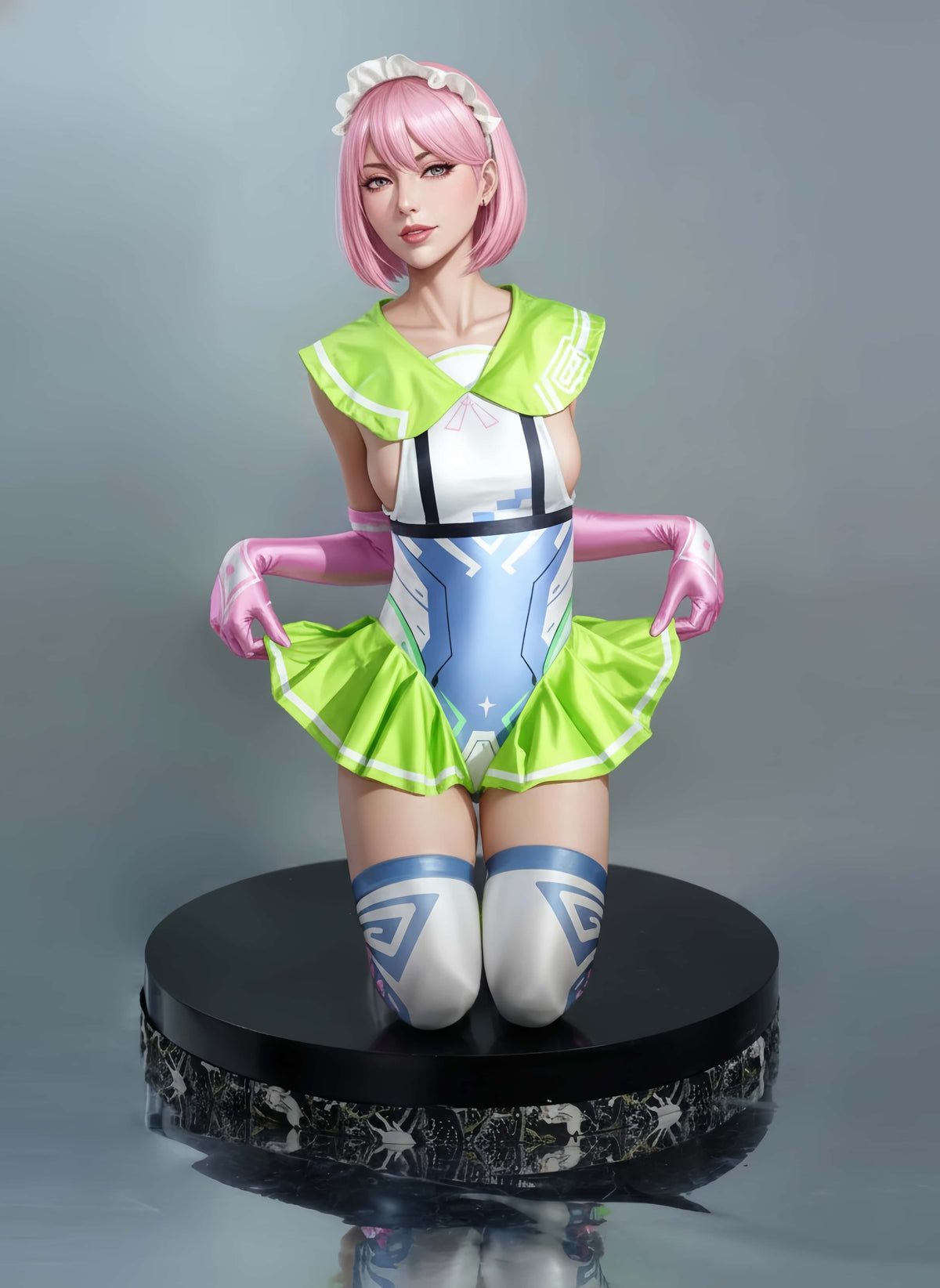 Japanese Anime Girl Spandex Swimwear Racing Suit Wet Suit Race Queen Costume-6