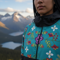 Turquoise Bloom Windbreaker-1