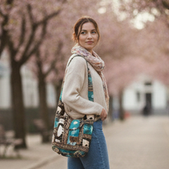 Brown and Turquoise white Buffalo Crossbody Bag-2