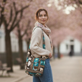 Brown and Turquoise white Buffalo Crossbody Bag-2