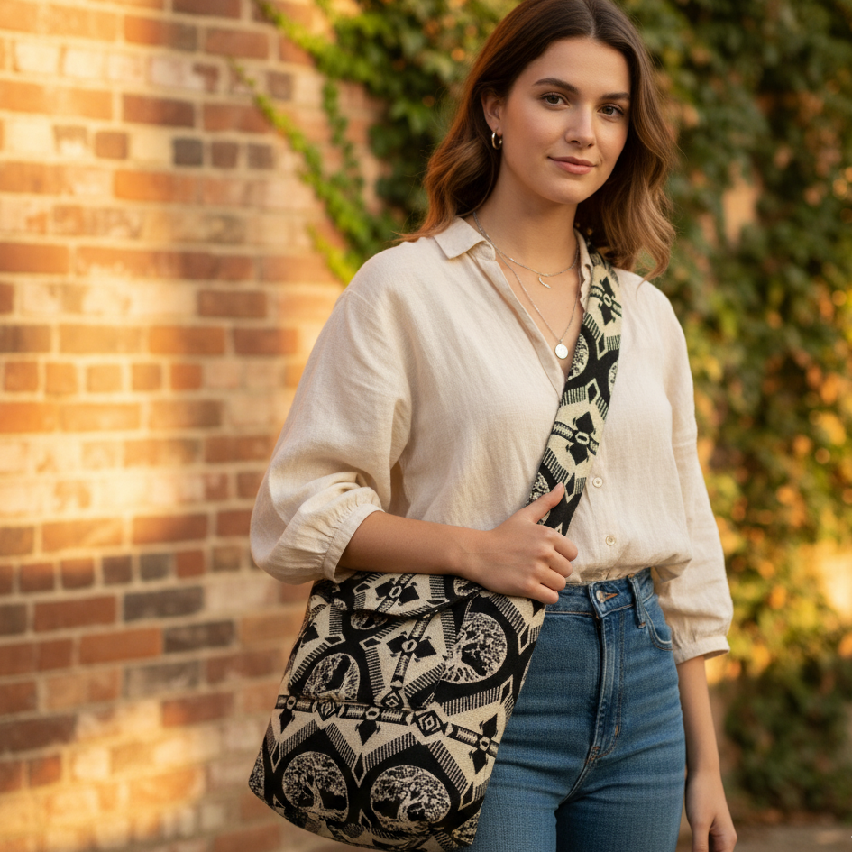 Black Tree of live Crossbody Bag