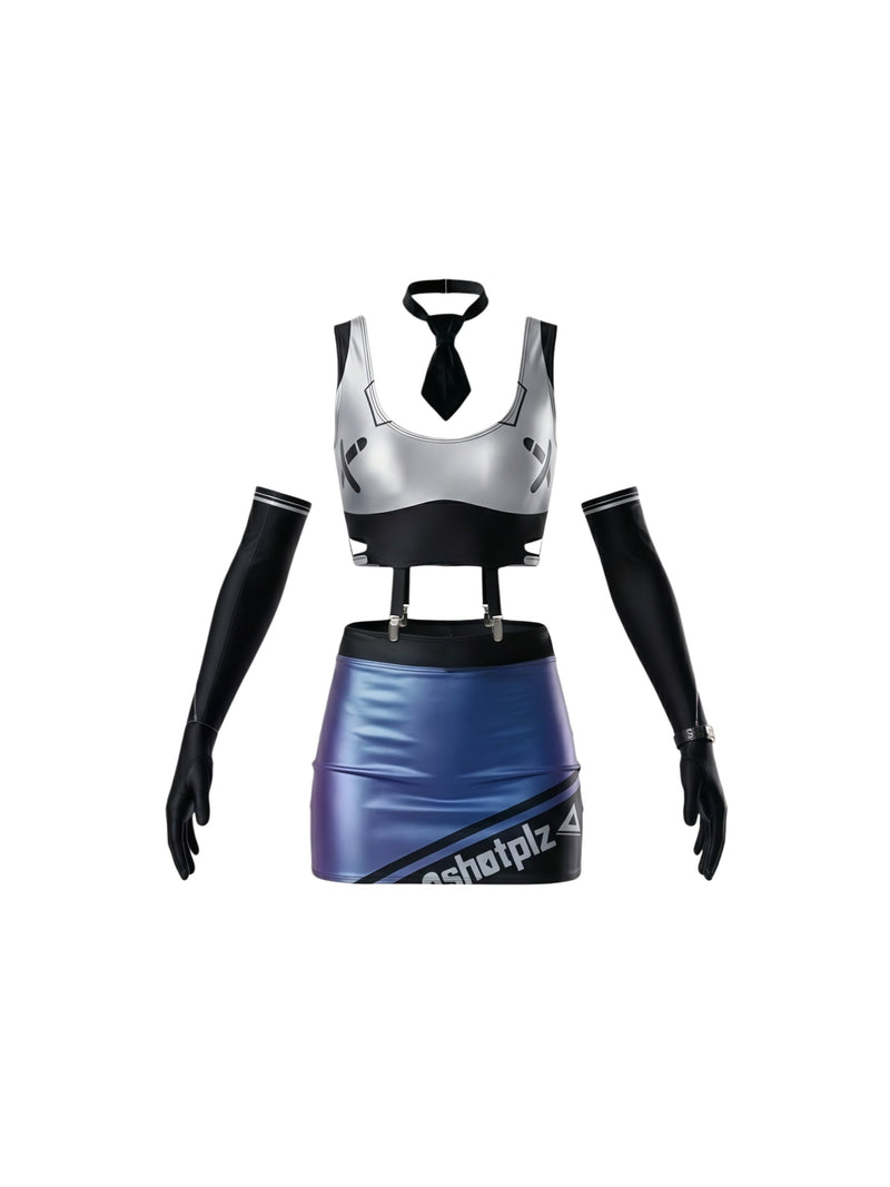Anime Sci-fi Style Spandex Sexy Cop Cosplay Race Queen Costume Lingerie-2