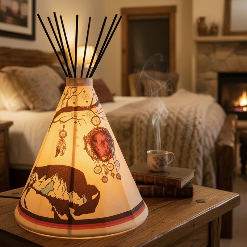 Traditional Buffalo Teepee Lamp-2