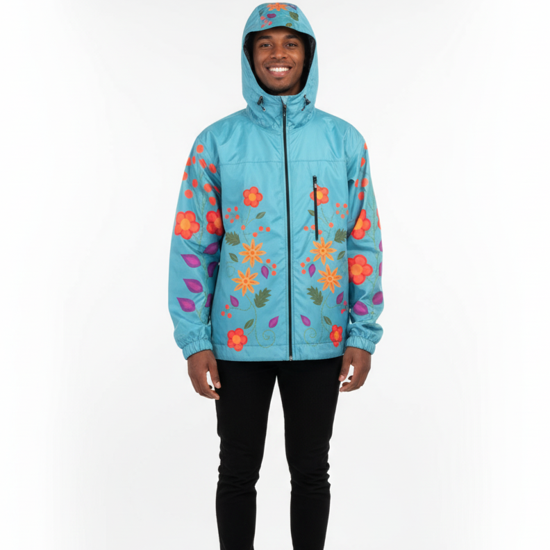 Turquoise Spring Blossom Windbreaker-5