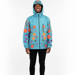 Turquoise Spring Blossom Windbreaker-5