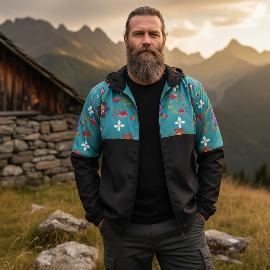 Turquoise Bloom Windbreaker-3