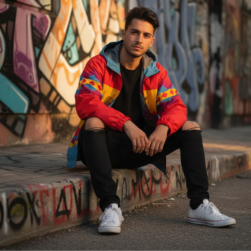 Blue zigzag Windbreaker-8